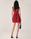 Sueña™ Kırmızı Puantiyeli Slip Mini Elbise