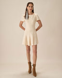 Sueña™ Kayısı Kayık Yaka Sırtı Açık Mini Elbise