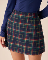 Sueña™ Yeşil Ekoseli Yüksek Bel Mini Etek