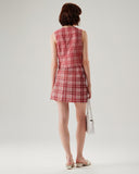 Sueña™ Kırmızı Ekoseli Yüksek Bel Mini Etek