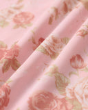 Sueña™ Pembe Çiçekli Boyundan Bağlamalı Sırtı Açık Midi Elbise