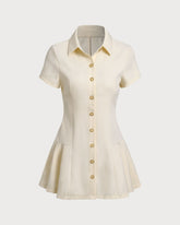 Sueña Kayısı Chelsea Düğmeli Mini Elbise