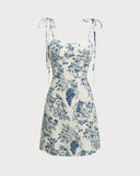 Sueña™ Mavi Çiçekli Slip Mini Elbise