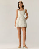 Sueña Beyaz Dokulu Fiyonklu Slip Mini Elbise