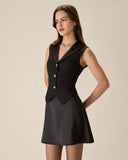 Sueña™ Siyah V Yaka Büzgülü Mini Elbise