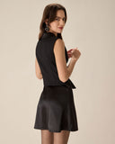 Sueña™ Siyah V Yaka Büzgülü Mini Elbise