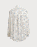 Sueña™ Beyaz Çiçek Dokulu Düğmeli Gömlek
