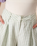 Sueña™ Kadın Yeşil Ekose Cepli Geniş Paça Şort