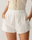 Sueña™ Beyaz Beli Lastikli Cepli Şort