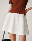 Sueña™ Bej Jakarlı A Kesim Mini Etek