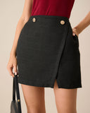 Sueña™ Kadın Siyah A Kesim Yırtmaçlı Mini Etek