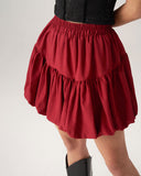 Sueña™ Bettydress-Kırmızı Beli Lastikli Baloncuklu Mini Etek