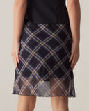 Sueña™ Siyah Ekose Düz Diz Boyu Etek