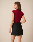 Sueña™ Kadın Siyah A Kesim Yırtmaçlı Mini Etek