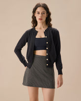 Sueña™ Gri Ekose Mini Etek