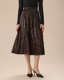 Sueña™ Kahve Beli Lastikli Dantelli Midi Etek