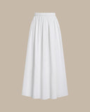 Sueña Beyaz Yüksek Bel Beli Lastikli Midi Etek