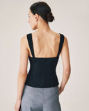 Sueña Siyah Dantelli Straplez Kalp Yaka Camiş