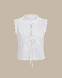 Sueña™ Beyaz Bisiklet Yaka Büzgülü Yelek