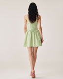 Sueña™ Yeşil Ekose Dantelli Slip Mini Elbise