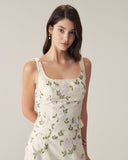 Sueña™ Bej Çiçekli İnce Kolsuz Bluz