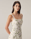 Sueña™ Bej Çiçekli İnce Kolsuz Bluz