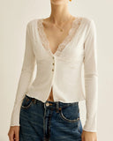 Beyaz V Yaka Örgü Hırka