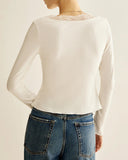 Beyaz V Yaka Örgü Hırka