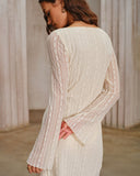 Kayısı Dantelli Çan Kollu Mini Elbise