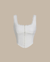 Sueña™ Beyaz U Yaka Dantelli Kolsuz Bluz