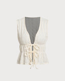 Sueña™ Bej Önden Bağlamalı Tank Top