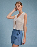 Sueña™ Beyaz V Yakalı Kesikli Tank Top