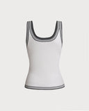 Sueña™ Siyah Kontrast U Yaka Askılı Üst