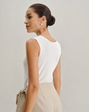 Sueña™ Beyaz V Yaka İnce Tank Top