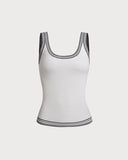 Sueña™ Siyah Kontrast U Yaka Askılı Üst