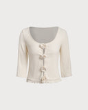 Sueña™ Kayısı Kabartmalı Yarım Kollu Örgü Tişört