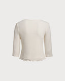 Sueña™ Kayısı Kabartmalı Yarım Kollu Örgü Tişört