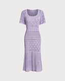 Sueña™ Mor U Yaka Kesik Kazak Elbise