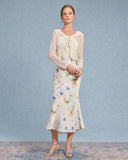 Bej V Yakalı Volanlı Hırka