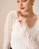 Sueña™ Kadın Beyaz Dantelli Transparan Kısa Tişört