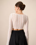 Sueña™ Kadın Beyaz Dantelli Transparan Kısa Tişört