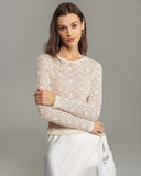 Bej Tekne Yaka Dantel Tişört