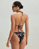 Sueña™ Siyah Çiçekli Üçgen Bikini Takımı