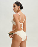 Sueña™ Bej Jakarlı Balenli Bikini Takımı