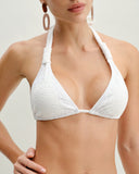 Sueña™ Beyaz Dokulu Halter Üçgen Bikini Takımı