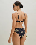 Sueña™ Siyah Çiçekli Balenli Bikini Takımı