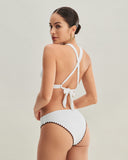 Sueña™ Beyaz Kontrast X Çapraz Üçgen Bikini Takımı