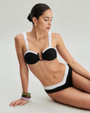 Sueña™ Siyah Kontrast U Yaka Üçgen Bikini Takımı