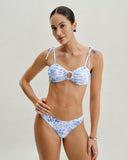 Sueña™ Beyaz Çiçekli Bağcıklı Üçgen Bikini Takımı