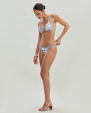 Sueña™ Beyaz Çiçekli Bağcıklı Üçgen Bikini Takımı